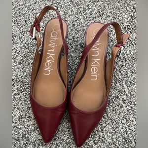 Calvin Klein red sling-back kitten heels | Size 9